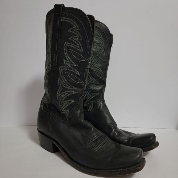 Lucchese Bootmaker Mens Black Leather Western Cowboy Rodeo Boots 9 D N96167 - Picture 2 of 13